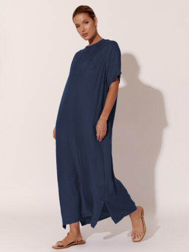 Cupro Relaxed Dress Navy Adorne