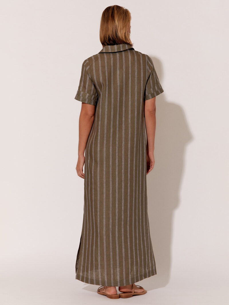 Stripe Detail Maxi Dress Khaki Adorne