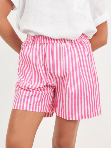 Stripe Linen Short Pink G7 Basics