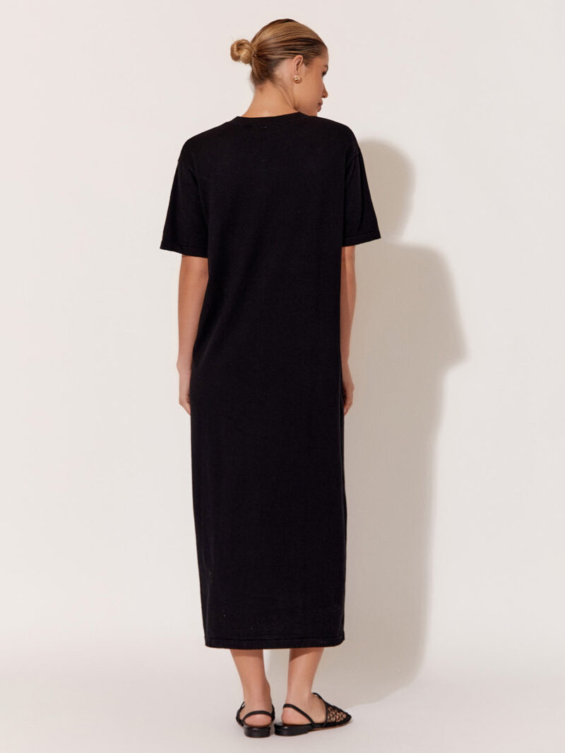Cotton Cashmere Knit Dress Black Adorne