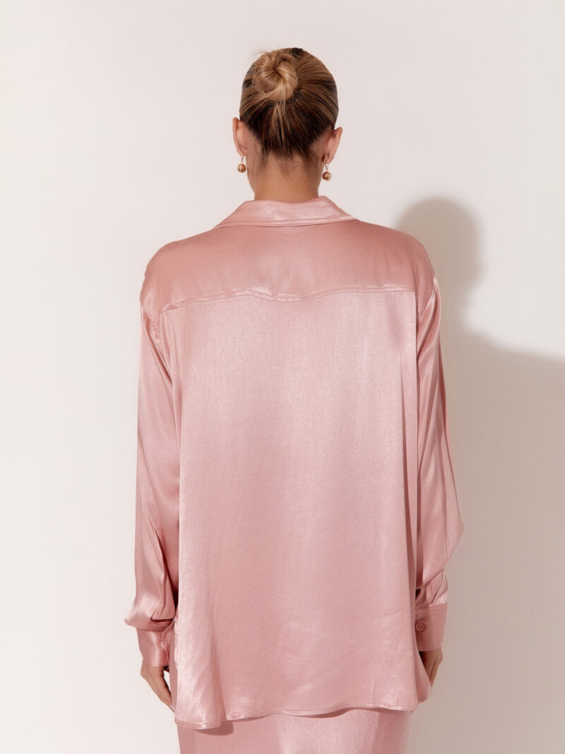 Satin Long Sleeve Shirt Pink Adorne