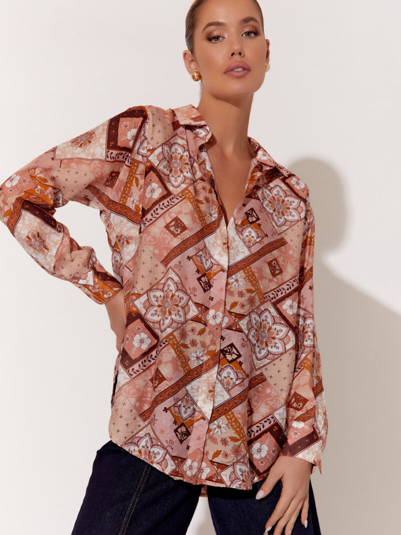 Relaxed Long Sleeve Shirt Pink Adorne
