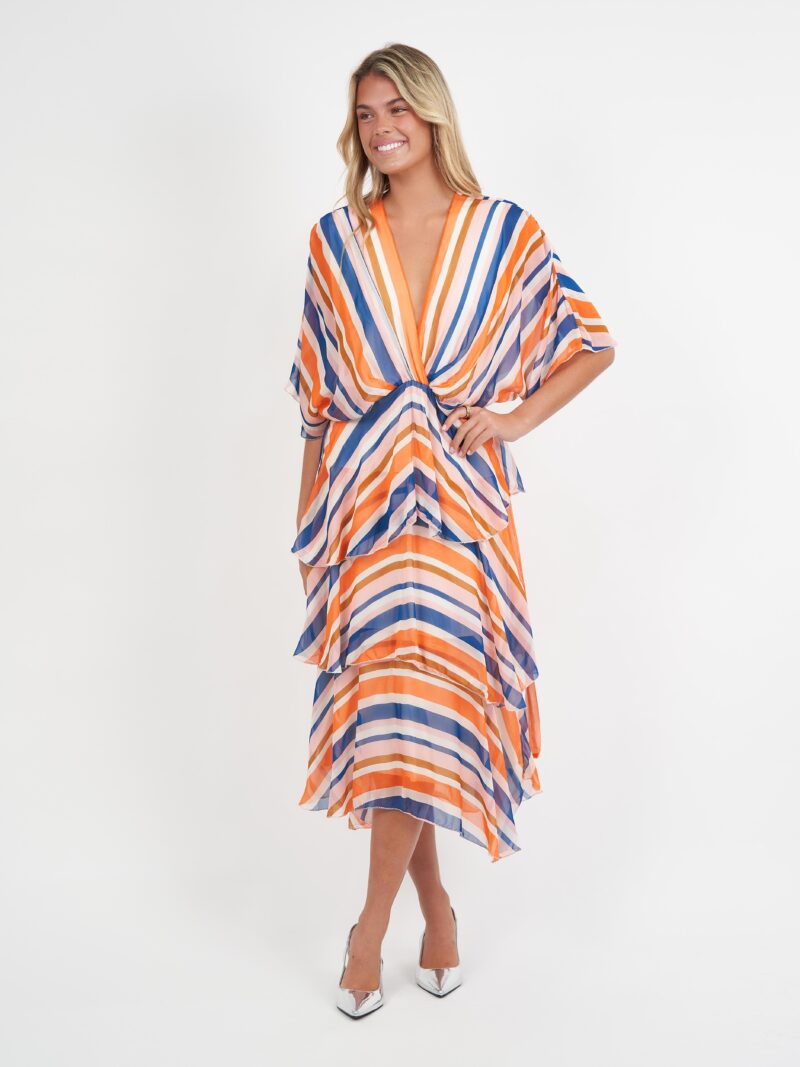 Silk Tier Layer Dress Orange La Strada