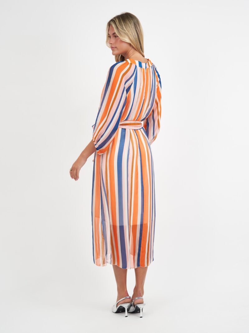 Silk Puff Sleeve Dress Orange La Strada