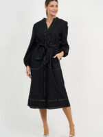 Contrast Stitch Linen Dress