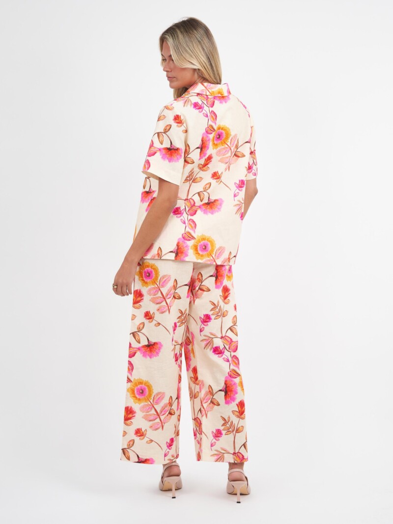 Tie Front Linen Shirt Pink Liberty Rose