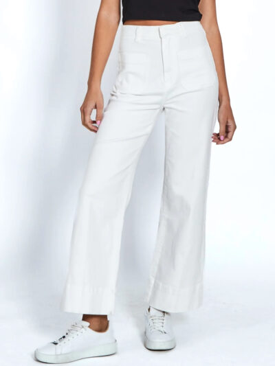 Pocket Front Wide Leg Jean White Leoni