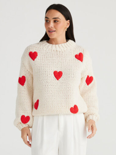 Love Heart Knit Off White Brave + True