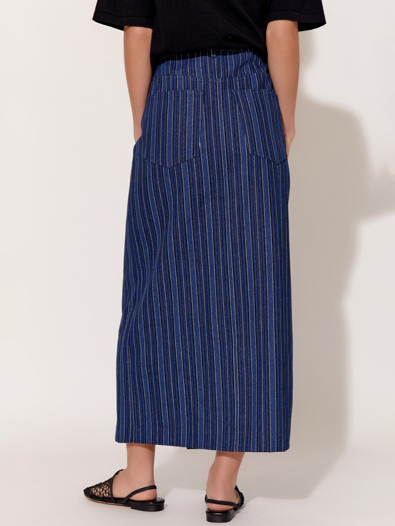 Striped Denim Skirt Blue Adorne