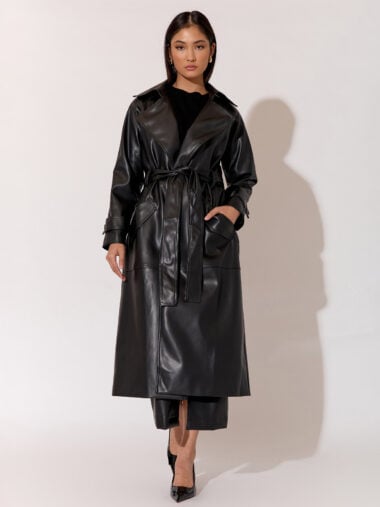 Faux Leather Trench Black Adorne
