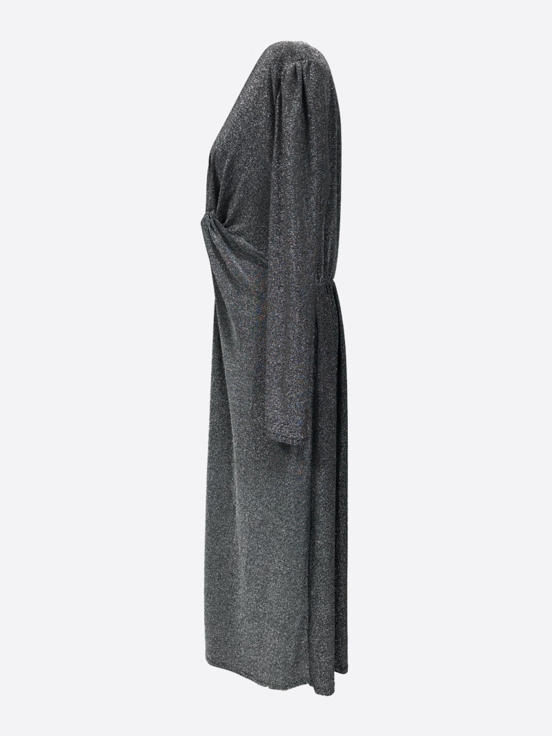 Twist Front Lurex Dress Charcoal Lamore by La Strada