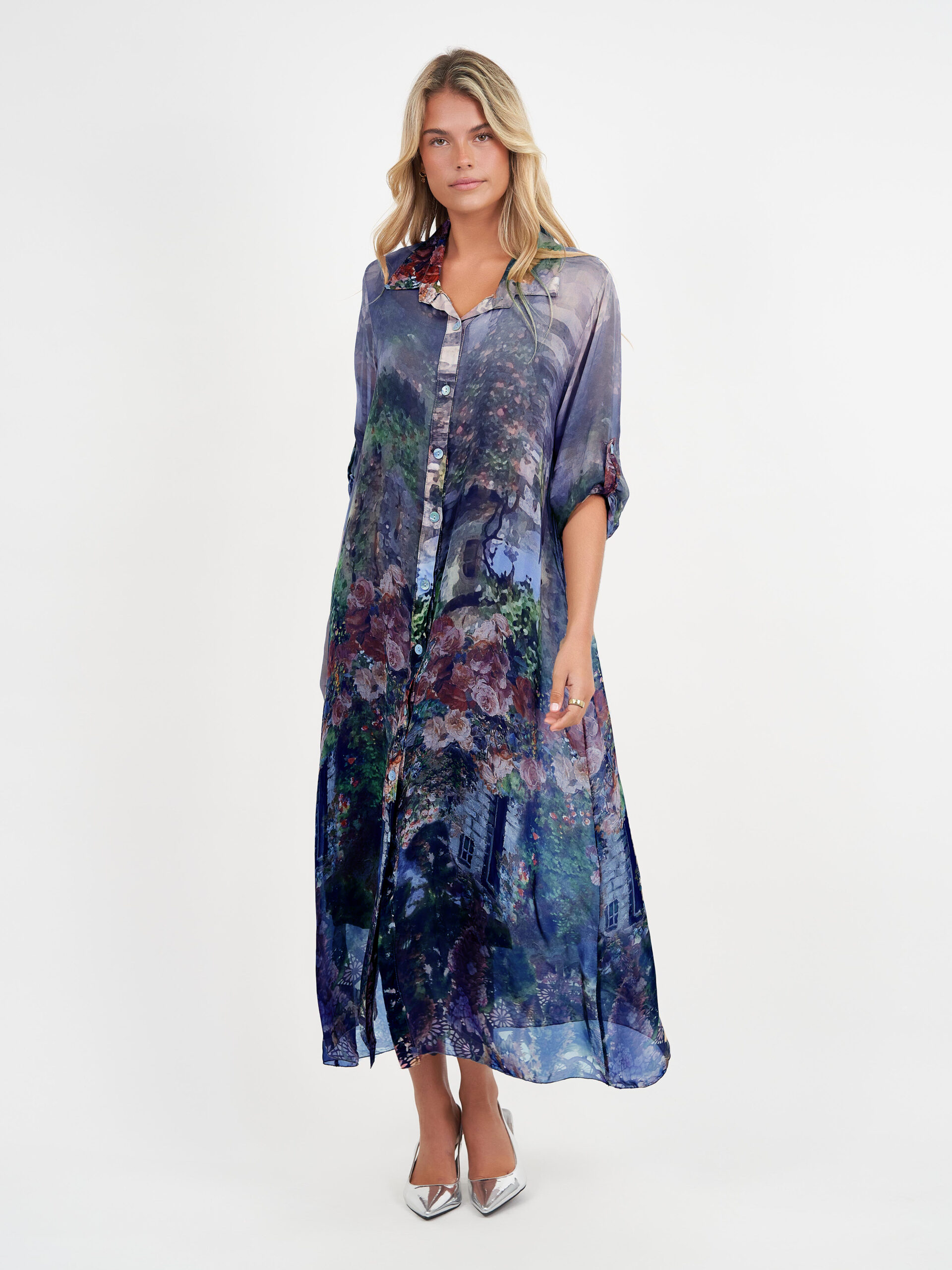 Lucky Brand 'Vines' Print Silk Maxi Dress