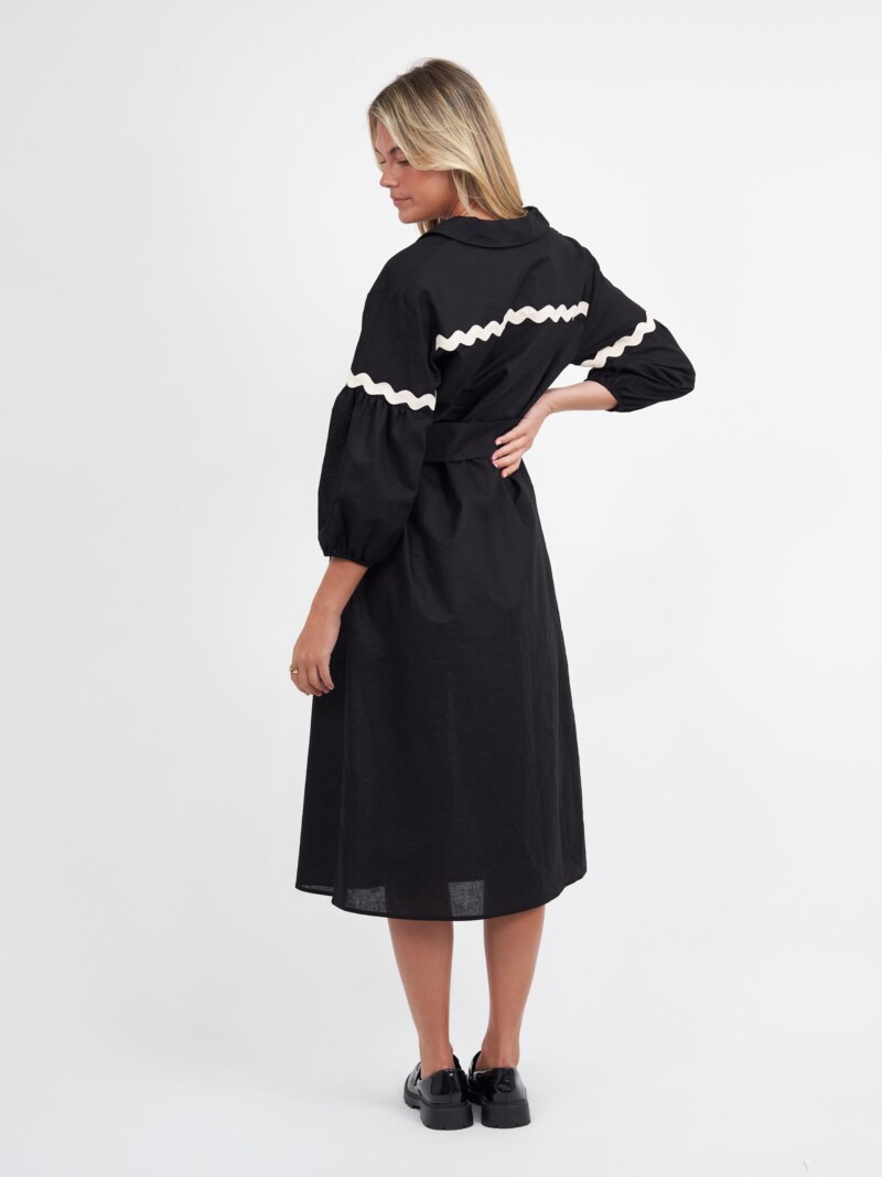 Collared Ric Rac Dress Black Liberty Rose
