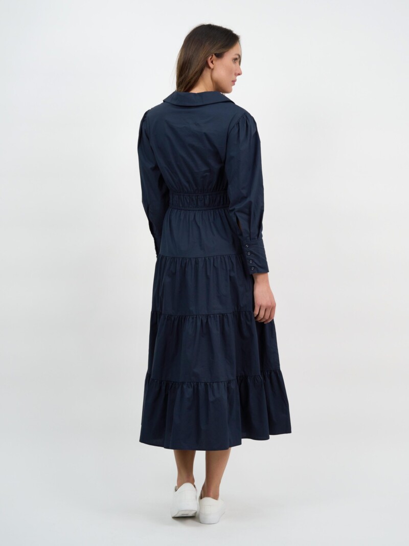 Collared Tier Detail Dress Navy Liberty Rose