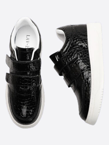 Velcro Crocodile Sneaker Black Lavish Footwear