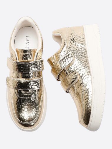 Velcro Crocodile Sneaker Gold Lavish Footwear