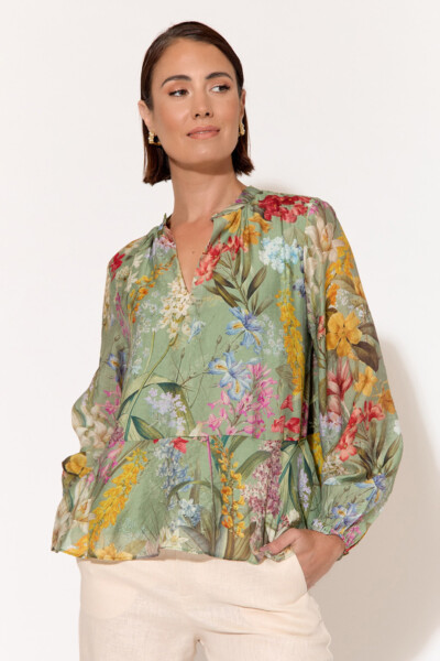 Long Sleeve Relaxed Top Green adorne