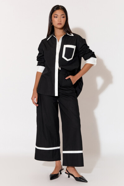 Contrast Poplin Shirt Black adorne