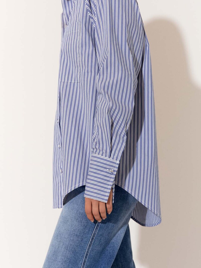 Poplin Long Sleeve Shirt Blue adorne