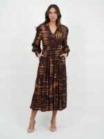 Viscose Tier Detail Dress Brown Liberty Rose