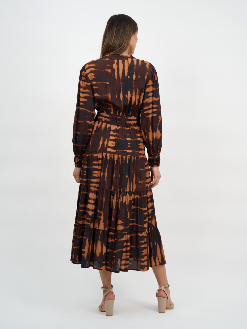 Viscose Tier Detail Dress Brown Liberty Rose