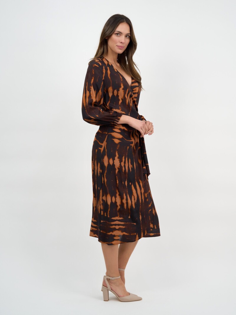 Viscose Wrap Dress Brown Liberty Rose
