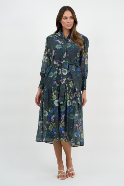 Button Through Shirt Dress Navy Liberty Rose