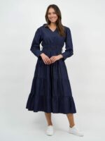 Collared Denim Tier Detail Dress