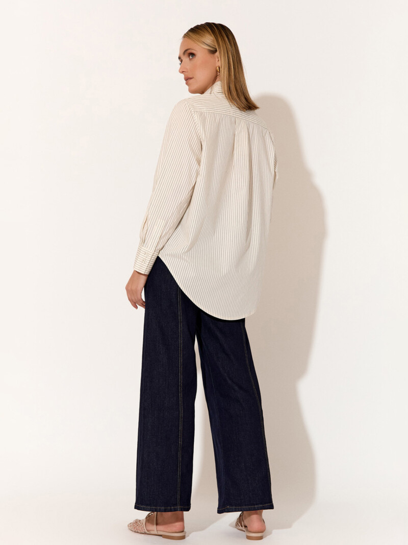 Striped Poplin Shirt Cream adorne