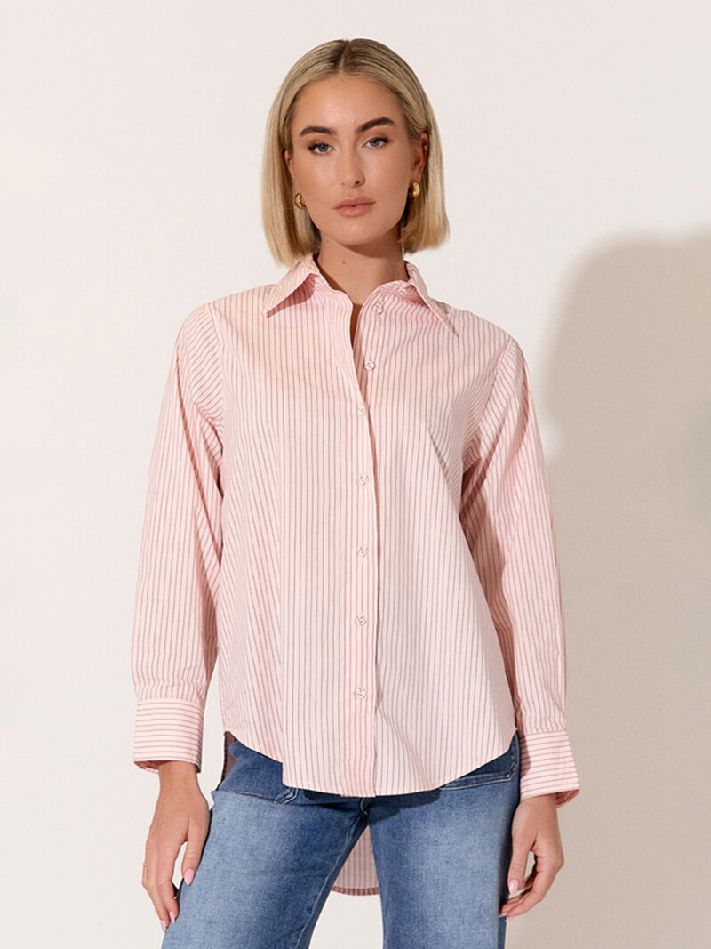 Striped Poplin Shirt Pink adorne