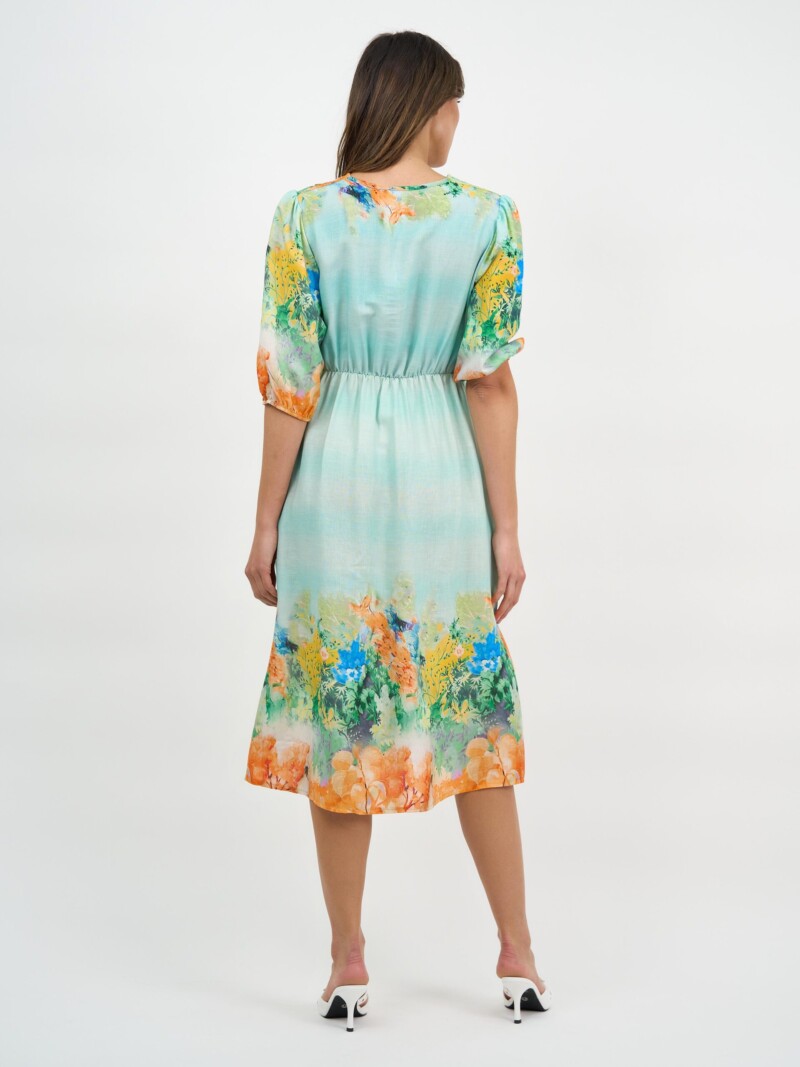 Twist Front Linen Dress Multi La Strada