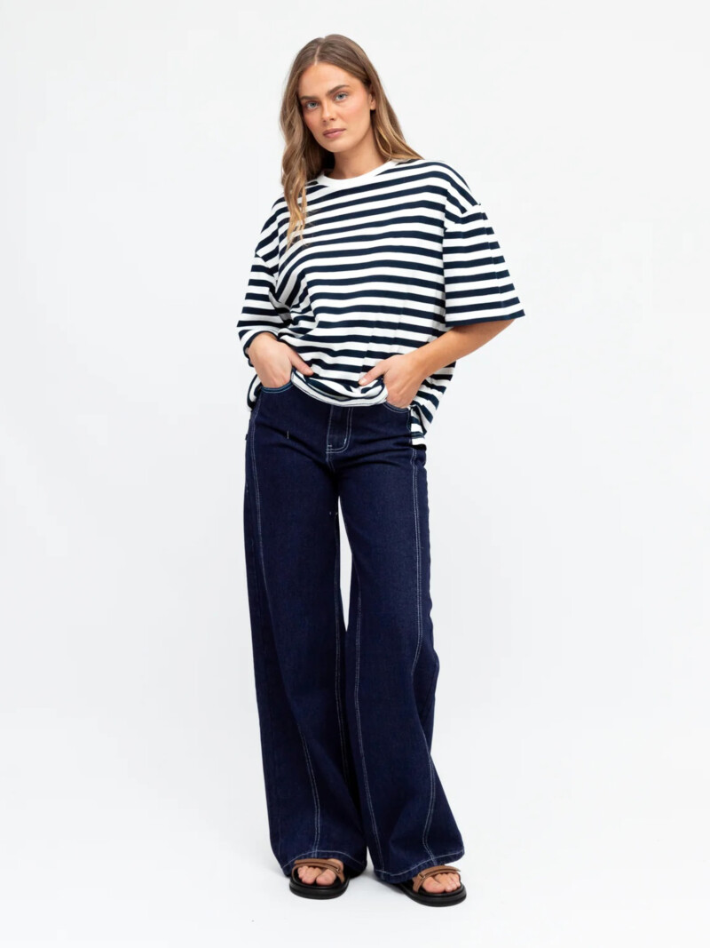 Stitch Detail Straight Jean Indigo Ebby & I