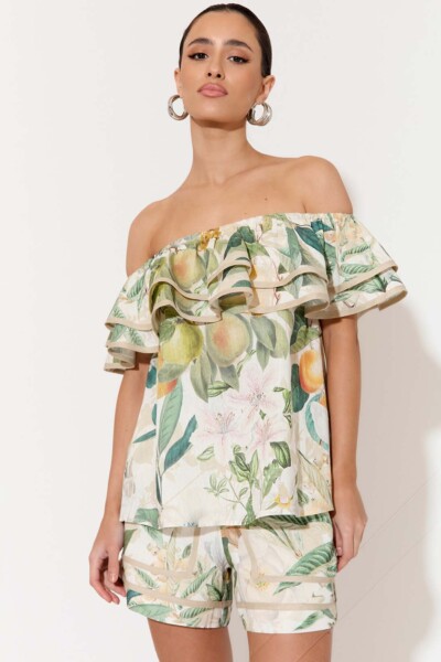 Linen Frill Top White adorne