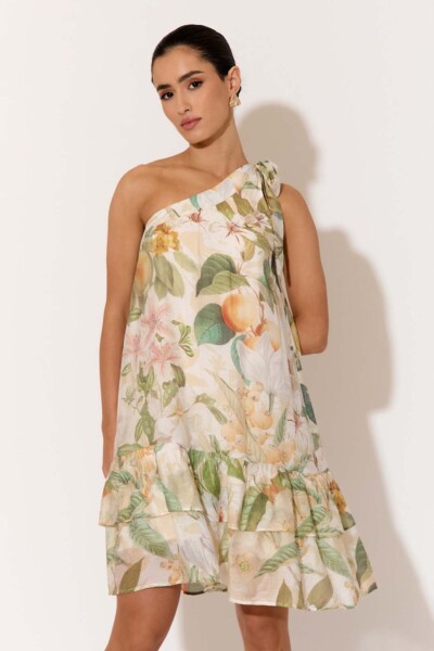 One Shoulder Dress White adorne