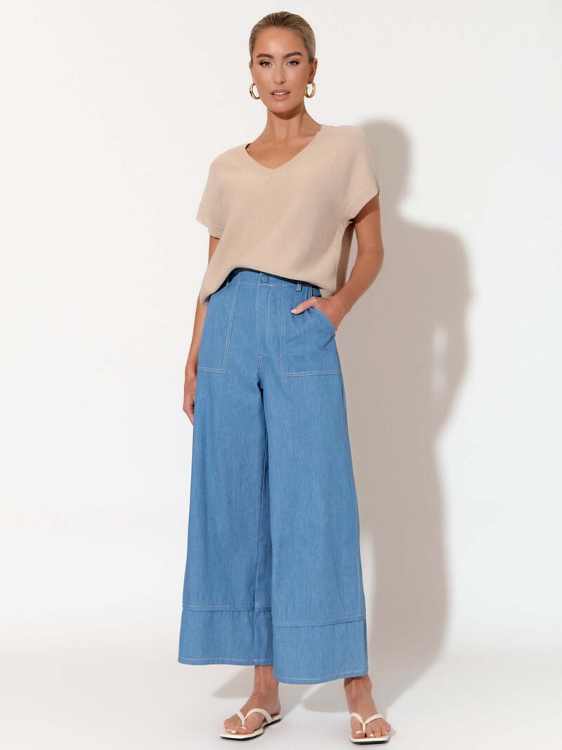 Stitch Detail Denim Pant Light Denim adorne
