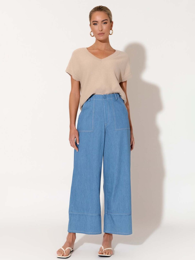 Stitch Detail Denim Pant Light Denim adorne