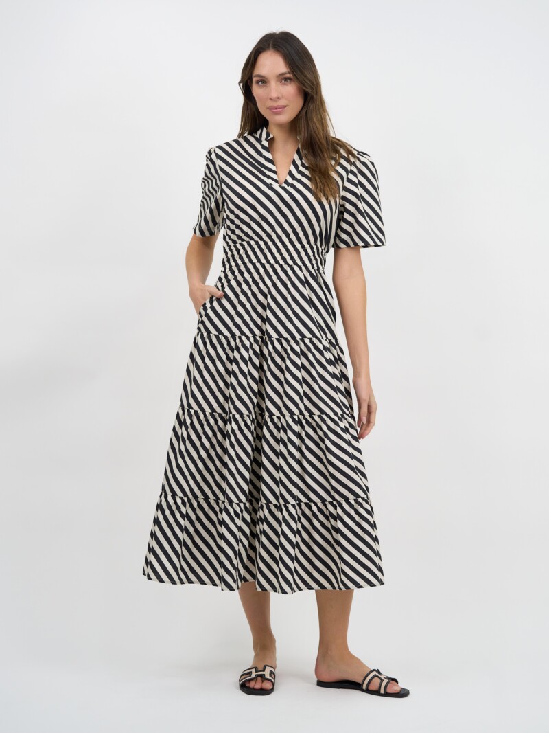 Tier Detail Dress Stripe Liberty Rose