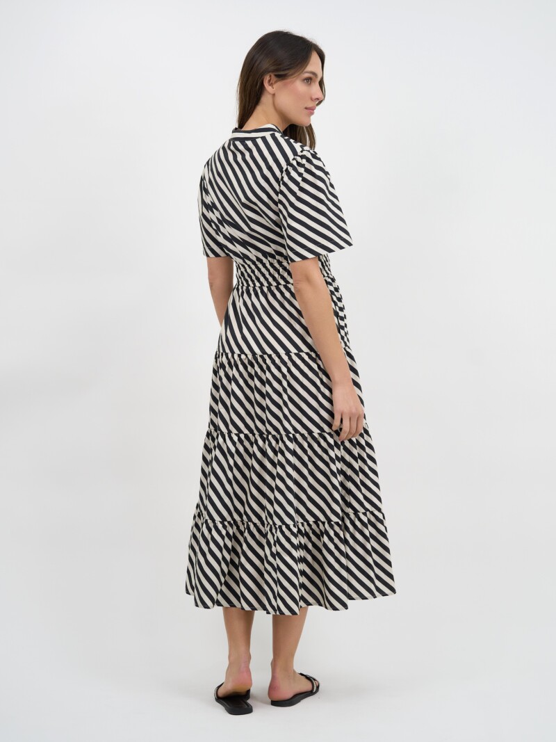 Tier Detail Dress Stripe Liberty Rose