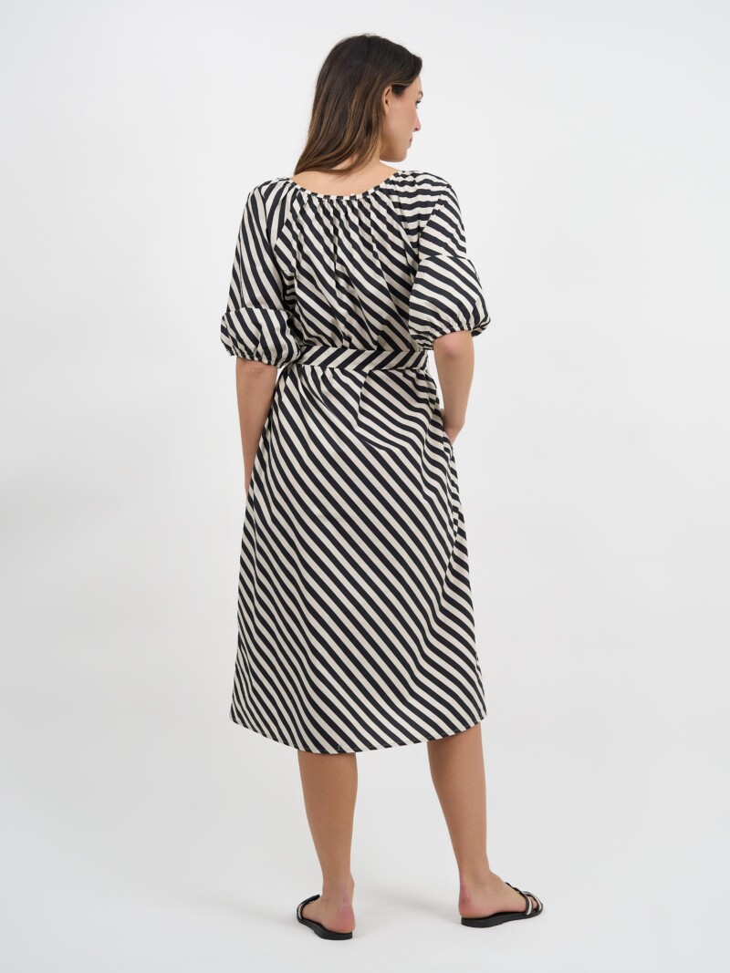 Cotton Midi Dress Stripe Liberty Rose