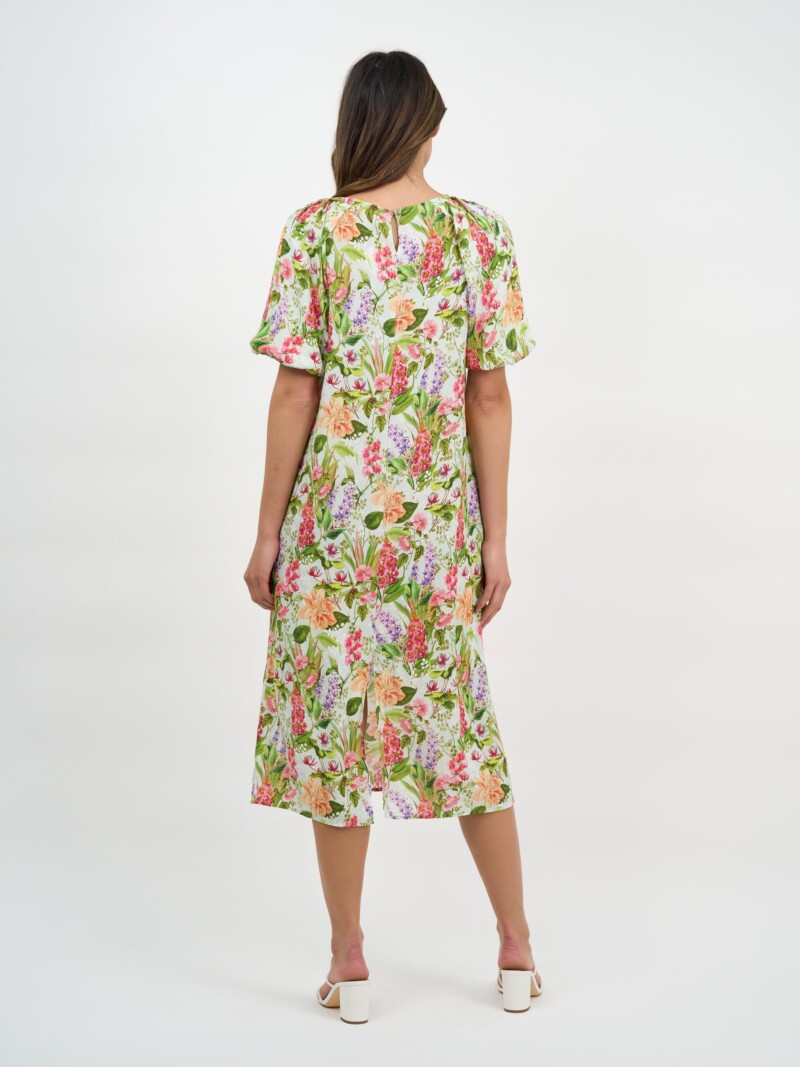 Puff Sleeve Viscose Dress Light Blue Liberty Rose
