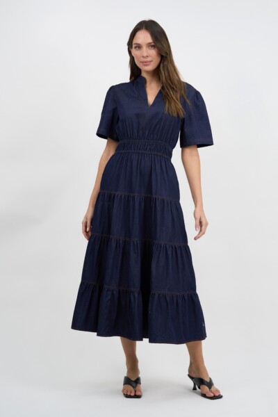 Denim Tier Detail Dress Denim Liberty Rose