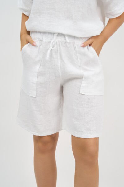 Linen Pocket Short White La Strada