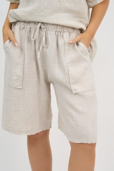 Linen Pocket Short Beige La Strada