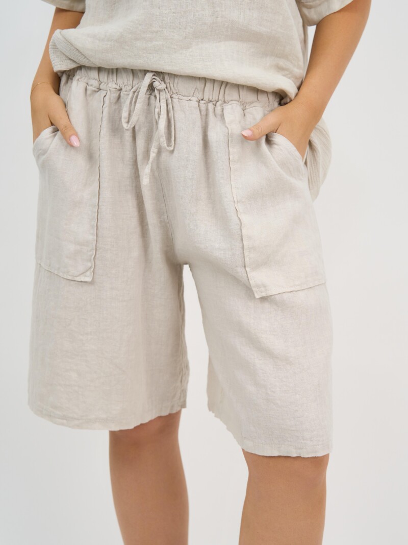 Linen Pocket Short Beige La Strada