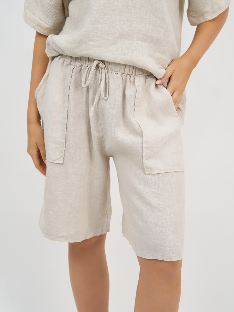 Linen Pocket Short Beige La Strada