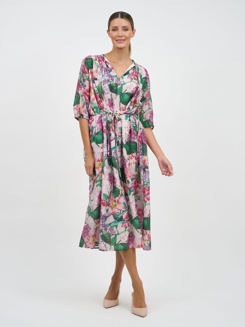 Tie Neckline Dress Pink Liberty Rose