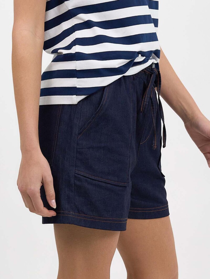 Stitch Detail Denim Short Denim Liberty Rose