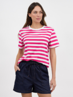 Cotton Jersey Stripe Tee Hot Pink Liberty Rose