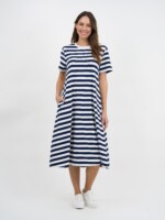 Cotton Jersey Stripe Dress Red Liberty Rose