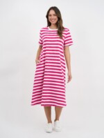 Cotton Jersey Stripe Dress Red Liberty Rose